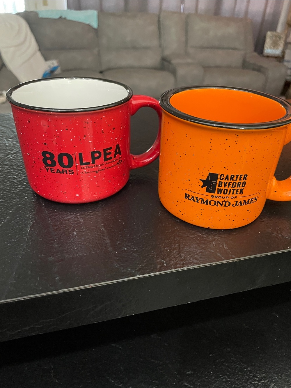 Raymond James Orange Speckled Camp-Style Mug Red Campfire Mug
